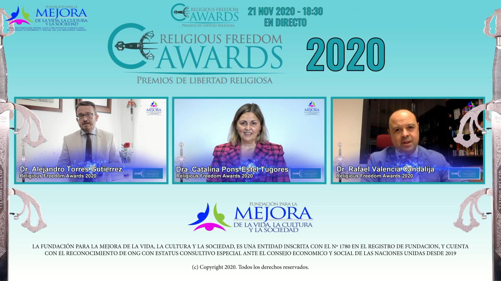Tres prestigiosos profesores reciben los Religious Freedom Awards de 2020